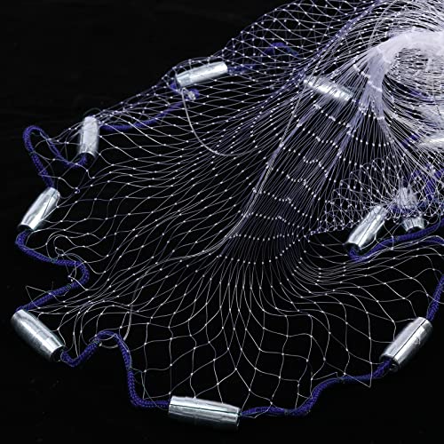 Fish Cast Net 6 Ft Radius Heavy Duty Saltwater Bait Trap with Zinc Sinkers
