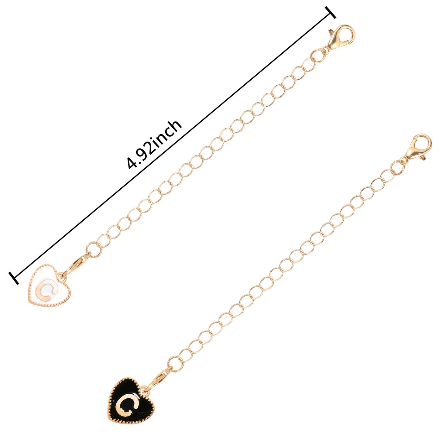 HOMICO 2PCS Heart Shaped Letter Chain Accessories for Stanley Cup Personalized Name ID Letter Chain Accessories for Stanley Tumbler, C