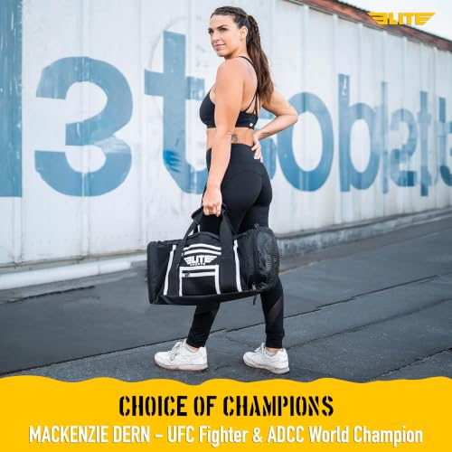 Elite Sports Boxing Gym Duffle Bag for MMA BJJ Gear - Black