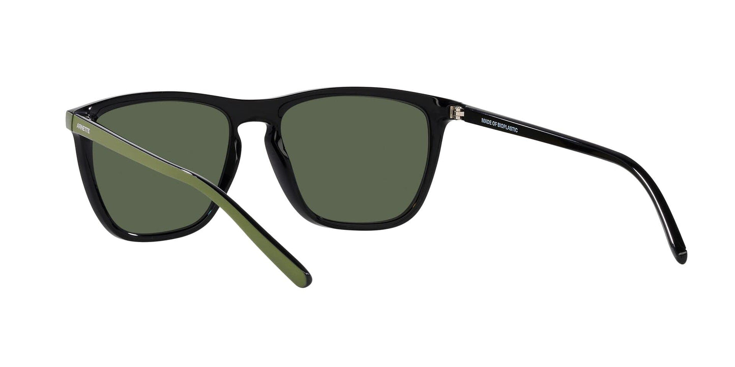 Arnette Men's AN4301 Fry Cat Eye Sunglasses, Black/Polarized Dark Green, 55 mm