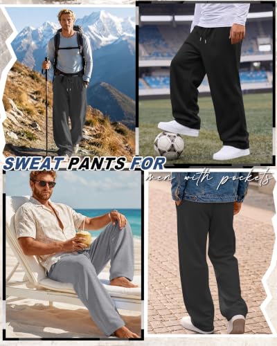 Neer Men's Wide Leg Sweatpants 3 Pack - Small Black Gray & Light Grey