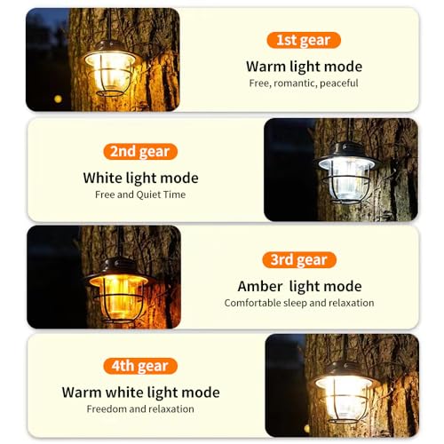 LED Rechargeable Outdoor Camping Light, Mini Portable Tent Emergency Light£¬ New Horse Lamp 4-Speed Mode White and Warm Light, Amber and Warm White Light.