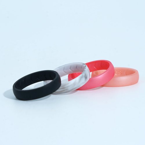 icooci 10/6/4 Packs Inner Arc Ergonomic Breathable Design, Silicone Rings for Women, Women's Silicone Wedding Band, 6mm Wide - 2mm Thick,Size 09