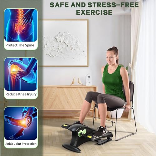 UPREIGN Under Desk Elliptical, Portable Seated Elliptical Exercise Machine, with Touch Screen Control Panel and Remote Control for Home or Office Use. Bluetooth Connectivity Enabled.