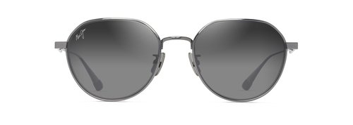 Maui Jim Kaulana AF Round Sunglasses, Shiny Dark Ruthenium/Neutral Grey Polarized, Large