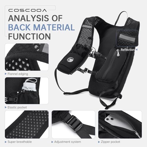 Lightweight Running Vest for Women Men, Adjustable Chest Straps Running Hydration Vest with 1.5L Water Bladder for Hiking Trail Running Cycling Race Marathon