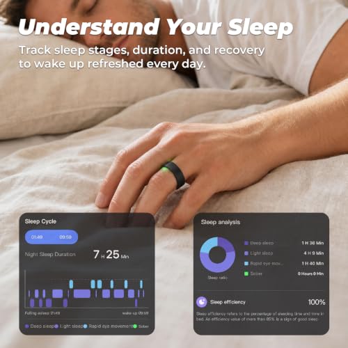 Azomabox Black Smart Ring Size 10 - Wearable Health & Fitness Tracker