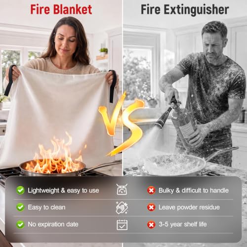 Emergency Fire Blanket 40x40 Inches - White, 8 Pack - Fire Safety Equipment