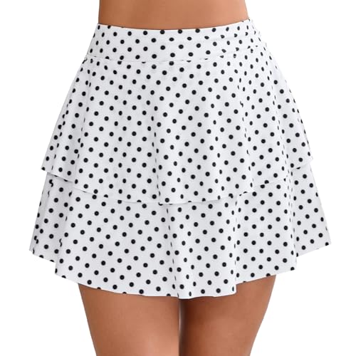 Halcurt Women's High Waisted Ruffle Swim Skirt with Shorts Tummy Control Swimsuit Bottoms