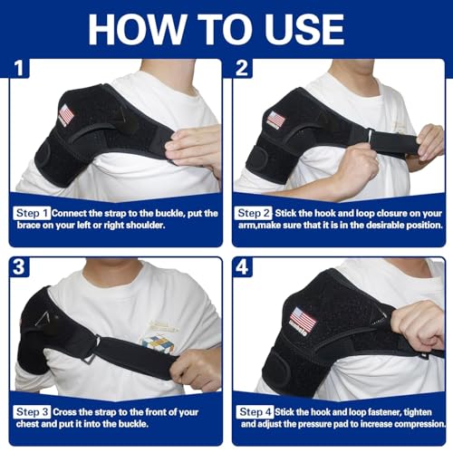 Adjustable Shoulder Brace for Rotator Cuff Tear & Post-Surgery Recovery - Arm Sling with Ice Pack Pocket, Breathable Compression Sleeve for Sports Injury, Arthritis, Men & Women (Black)