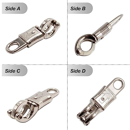 5-Pack Nickel Plated Quick Release Panic Snap with Fixed-Eye, Panic Snap Quick Release Paracord, Get Back Whips Industrial Grade for Get Back Whips