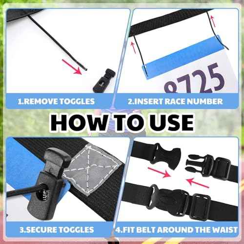 JOVITEC 2 Pieces Race Number Belt with 6 Gel Loops for Running Cycling Triathlon Marathon