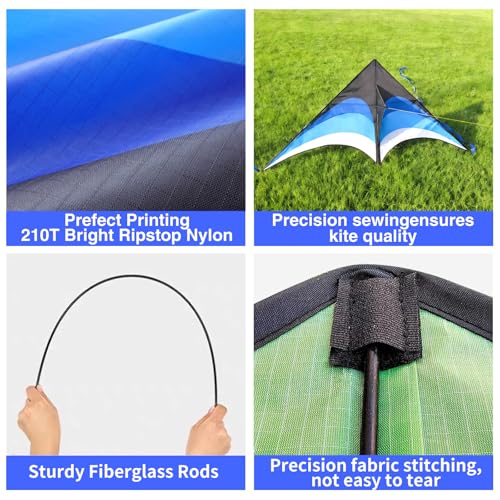 Large Single Line Beach Kite for Adults and Kids - Green, Blue & Pink 3 Pack