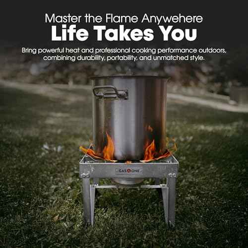 GasOne Stainless Steel Outdoor Propane Burner ? High Pressure Camp Stove with Adjustable Regulator & Steel-Braided Hose