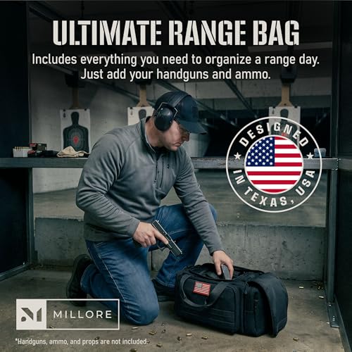 Tactical Gun Range Bag with Pistol Cases, MOLLE Organizer & Ear Protection