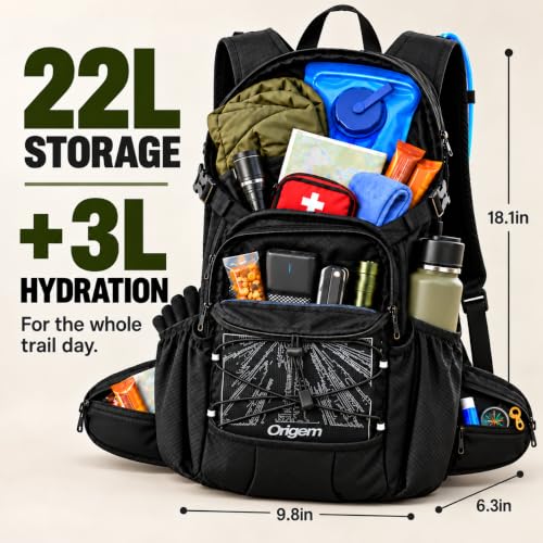 22L Hiking Hydration Backpack with 3L Water Bladder & Rain Cover for Men Women