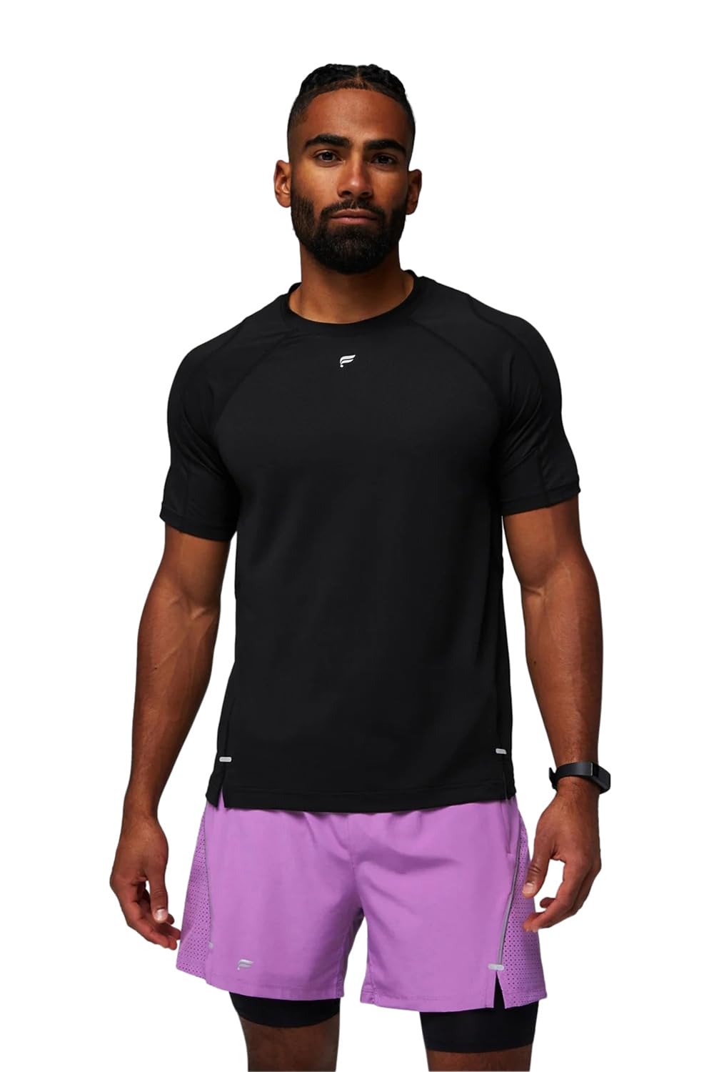 Fabletics Men's The 02 Tee, Performance Running, Jogging, Training, Ultra Lightweight, Reflective, Breathable, XS, Black