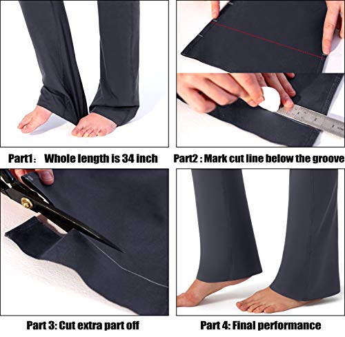 Women's Yoga Pants with Pockets Flare Leggings High Waist Casual Dress Pants - Medium Black