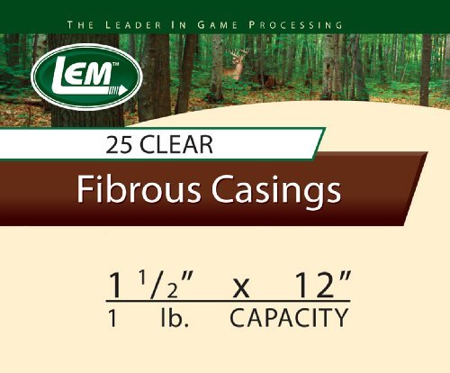 LEM Products Mahogany Fibrous Casings, 2 ½ Inches x 20 Inches, Non-Edible Sausage Casings, Stuffs Approximately 3 Pounds Per Casing, Great for Summer Sausage, Pepperoni, and Salami, 25 Count Pack