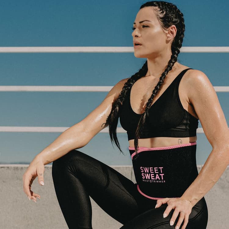 Sports Research® Sweet Sweat Waist Trimmer - Premium Sweat Enhancing Fitness Belt for Women & Men - 5 Adjustable Sizes