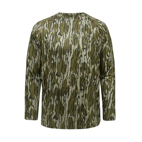 Mossy Oak Boys' Tibbee Flex Long Sleeve Camo Hunting Shirt - Large, Original Bottomland