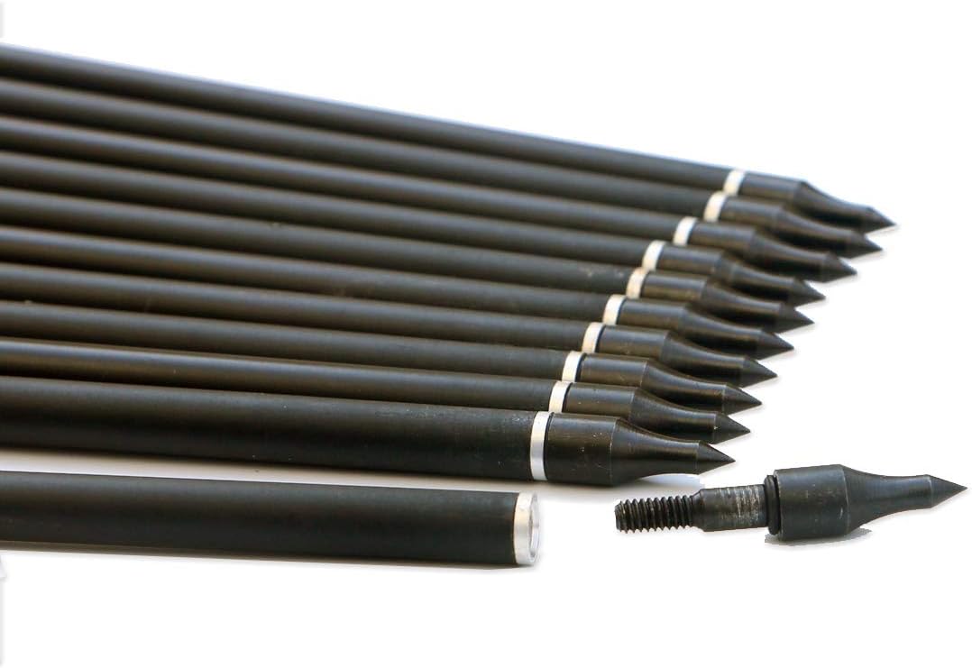 30inch Carbon Arrow Fluorescence Color Targeting and Practice and Hunting Arrows for Compound Bow and Recurve Bow with Removable Tips(Pack of 12)