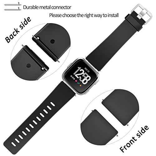 Wepro Band Compatible with Fitbit Versa 2 Bands for Women Men, Soft Band Compatible with Fitbit Versa Bands, Sport Waterproof Breathable Replacement Wristband Strap for Versa Lite, Large, Black, 1 Pack