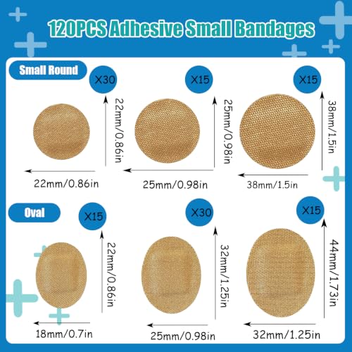 120pcs Small Face Bandage Set - Round & Oval Breathable Adhesive Bandages