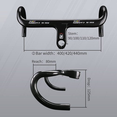Road Bike Handlebars Carbon Bicycle Handlebars Handlebars Carbon Fiber Road Bars Internal Routing Drop Bars Road Bike Cycling Bars 440 * 120mm Components & Parts