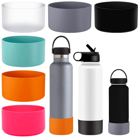 6 PCS Protective Silicone Bottle Boot Silicone Water Bottle Protective Boot Bottom Boot Sleeve Cover Bottle Bumper Silicone Sleeve Silicone Bottom for Hydroflask Boot 12-24oz Avoid Scratches & Noise