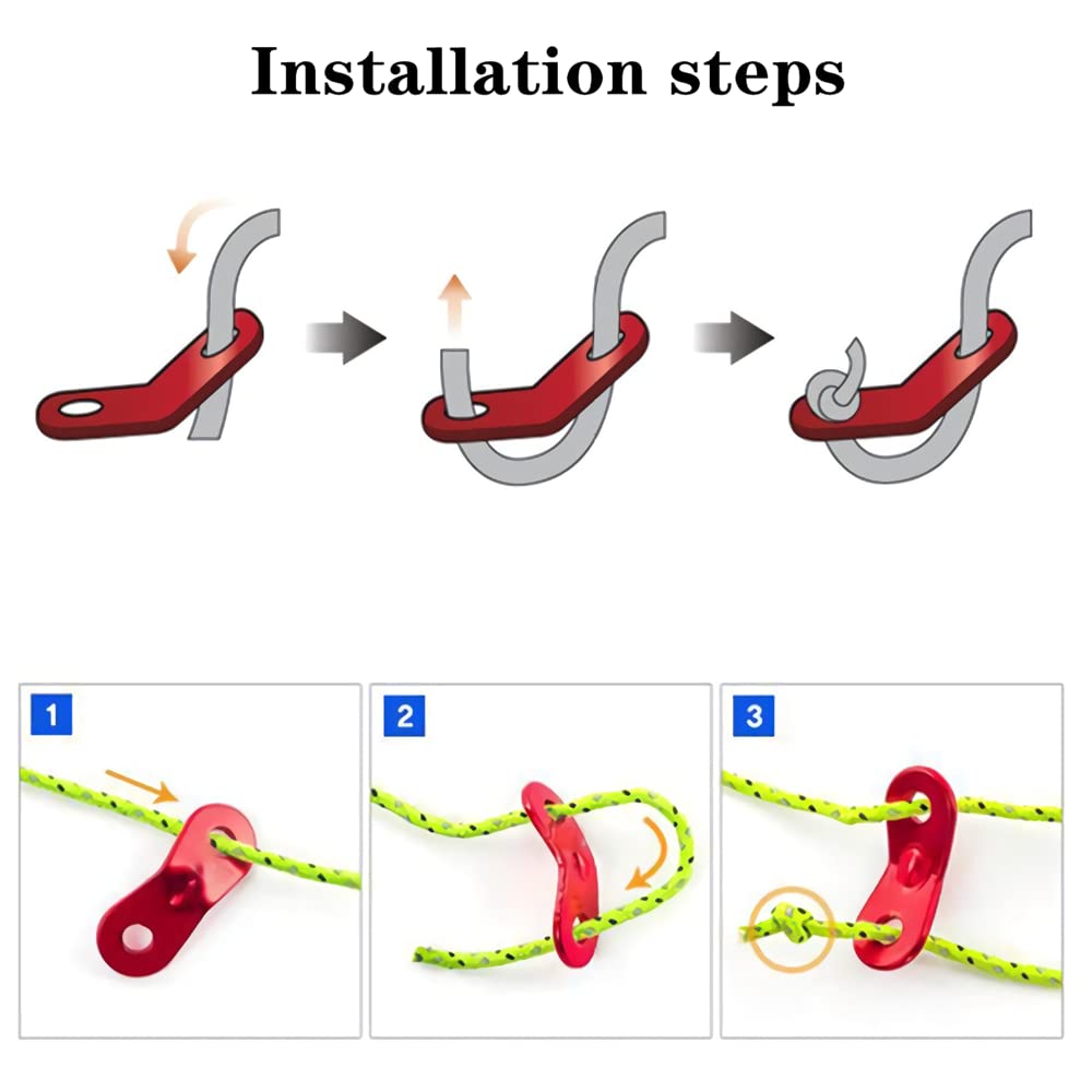30 PCS Aluminum Alloy Tent Rope Tensioner Dual Holes Guyline Cord Camping Supplies Durable Cord Adjuster Wind Rope Buckle for Camping Hiking Outdoor Activity Tent Accessory