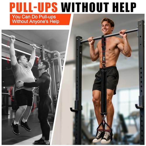 Black and Red Resistance Bands Set for Pull-Up Assistance, Full Body Workout Equipment