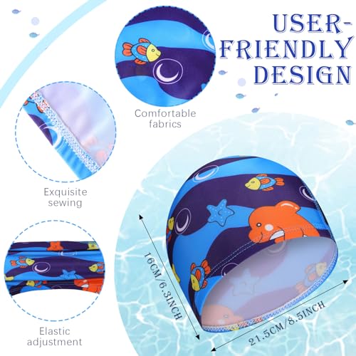 Geyoga Kids Swim Caps 3 Pieces Bathing Swimming Hats Unisex Polyester Bathing Pool Cap Summer Swim Caps for Boys Girls Long Short Hair