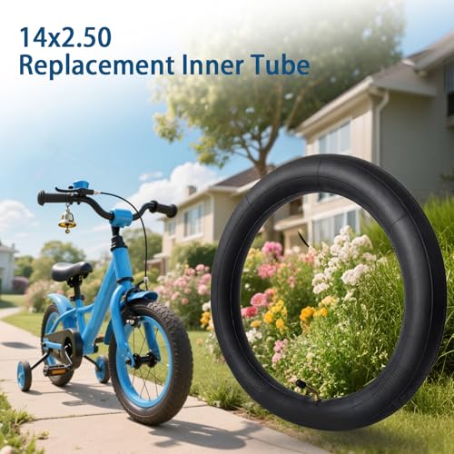 2-Pack 14x2.50 Inner Tube 14x2.5 14x2.10 14x2.125 14x2.25 14x2.40 Inner Tube 14 inch Bike Tube with Bent Valve Stem
