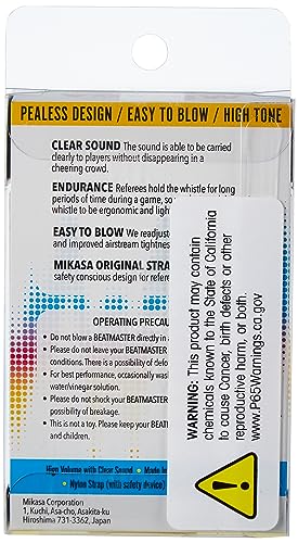 Mikasa Professional Whistle with Lanyard - Small Navy/Yellow, FIVB Certified