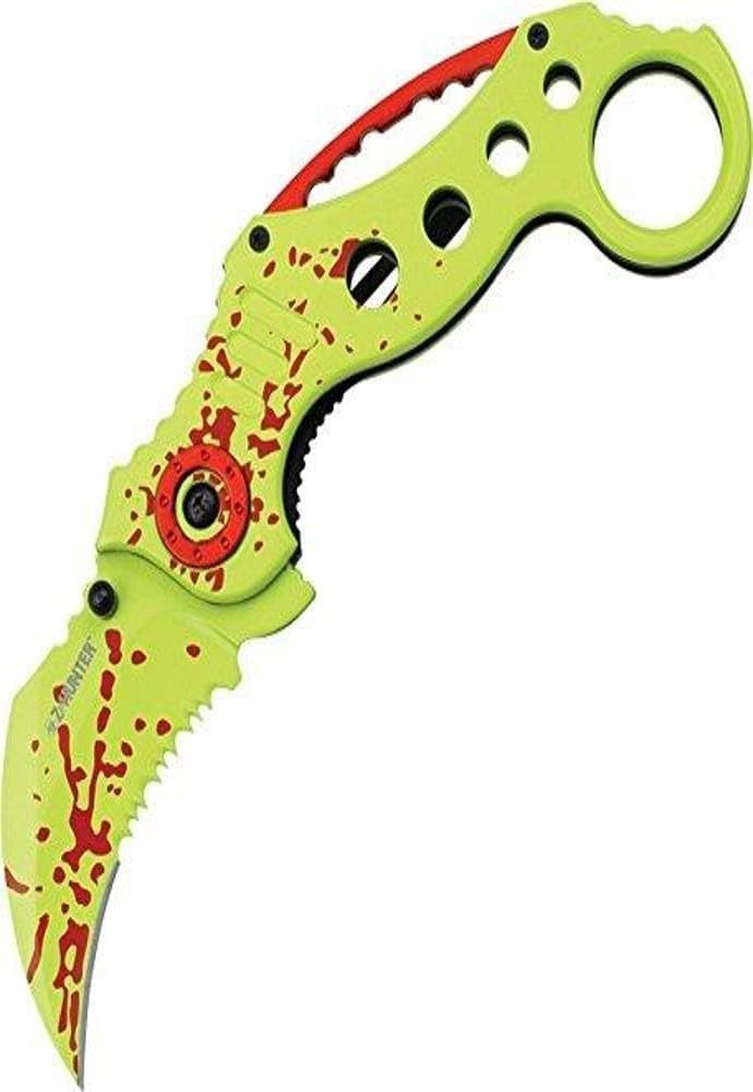 ZB-051 Series Karambit-Style Spring Assist Folding Knife, 5-Inch Closed