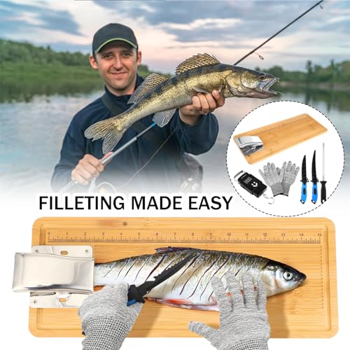 Classic Fish Fillet Board Set with Clamps Knives Gloves and Scale