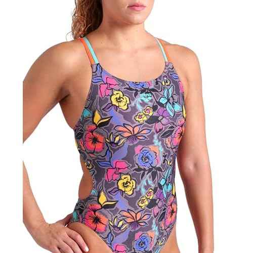 ARENA Women's Performance Vivid Repeat Swim Lace Plus Back One Piece Swimsuit