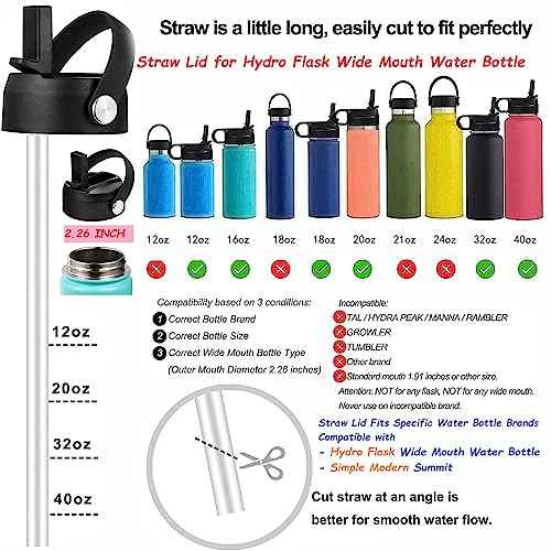 KMN Straw Lid for Hydro Flask Wide Mouth, Lids with Straw for Hydroflask 12 16 18 20 32 40 oz Wide Mouth, Replacement Straw Cap for Hydroflask, Top Sport Bottle Lids Accessories