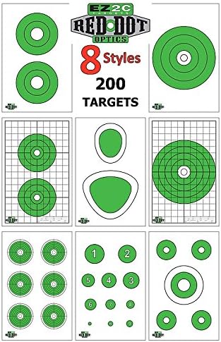 200 EZ2C Paper Shooting Targets - Eight Popular Styles Combo Package to Practice on Gun Range, 11 x 17
