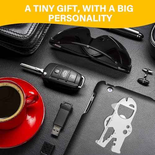 Fun Character-Inspired 15-in-1 EDC Multitool with Key Chain Ring - Stainless Steel Pocket Tool with Screwdrivers Bottle Opener Gadget, Cool Birthday Stocking Stuffer Gift Idea for Men Women DIY Lover