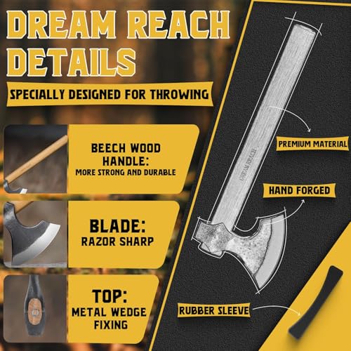 Dream Reach 16-Inch Viking Throwing Axes Set - Professional Steel Tomahawks for Axe Throwing