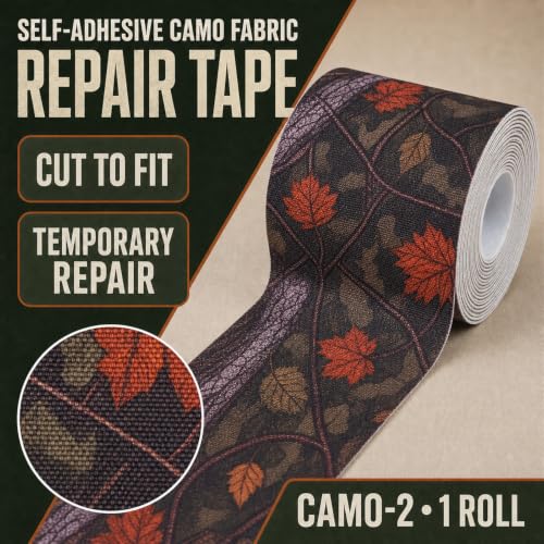 Camo Hunting Blind Repair Tape - Self Adhesive Fabric Patch Kit, 4 Inch Wide