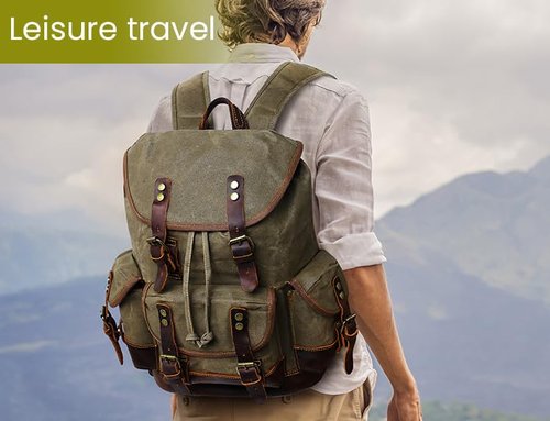 HuaChen Vintage Canvas Leather Backpack: Spacious Durable Rucksack for Men & Women, Perfect for Travel and College Life - M86 Army Green Coffee