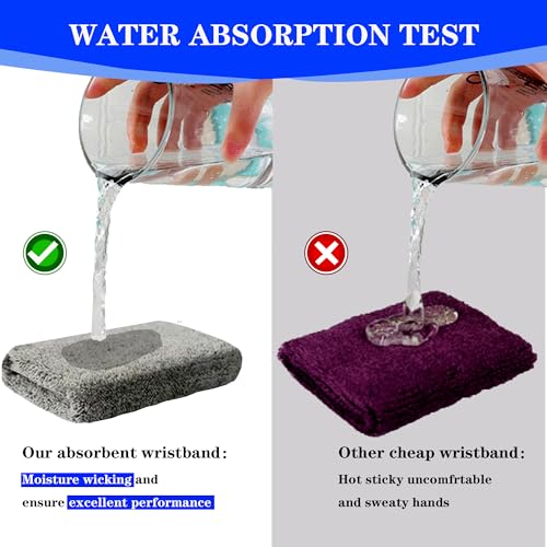 Sport Sweatbands for Men & Women 6 Inch Absorbent Cotton Wrist Bands - Black+White 4 Pack