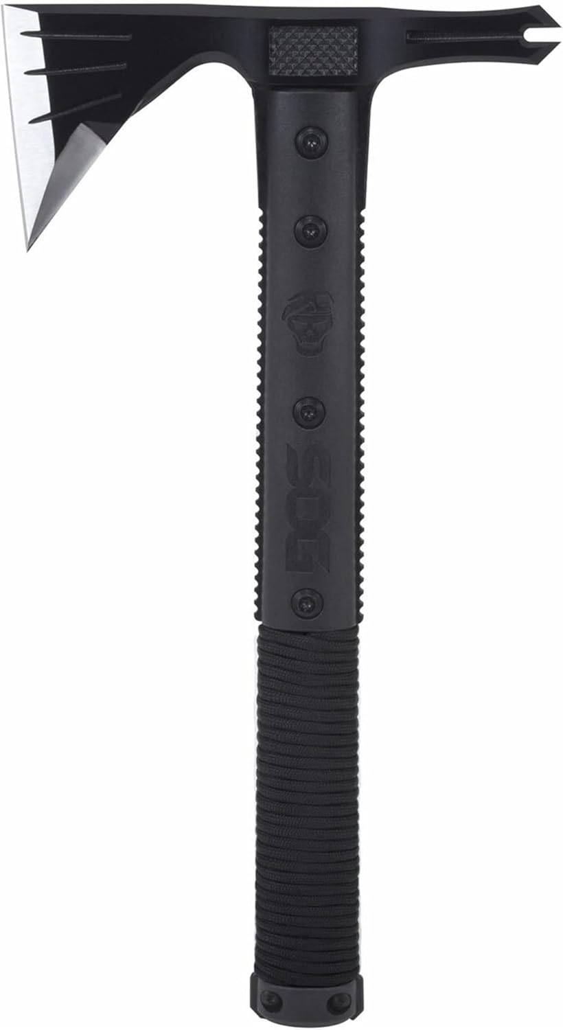 Survival Hawk Tactical Hatchet - Multi-Purpose Outdoor Tool with Fire Starter & Paracord Handle (SK1001-CP), Black