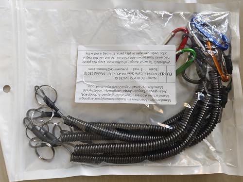 Antcher 6-Piece Multicolor Retractable Fishing Lanyards with Carabiner and Split Ring for Fishing, Hiking, Hunting