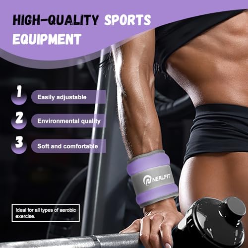 Purple 2 lb Pair Ankle Weights - Adjustable Leg & Wrist Weights for Fitness