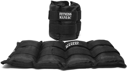 Fitness Maniac Pro Ankle Weights for Women Men Double Straps 14 lbs (7 Pounds Per Ankle) Durable Set for Gym, Workout, Walking, Ab, Leg Exercises