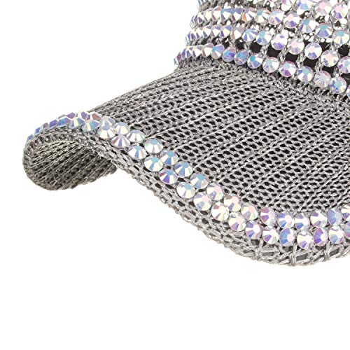 Women Men Rhinestone Mesh Baseball Cap Adjustable Sun Hat - Grey 7-7.5